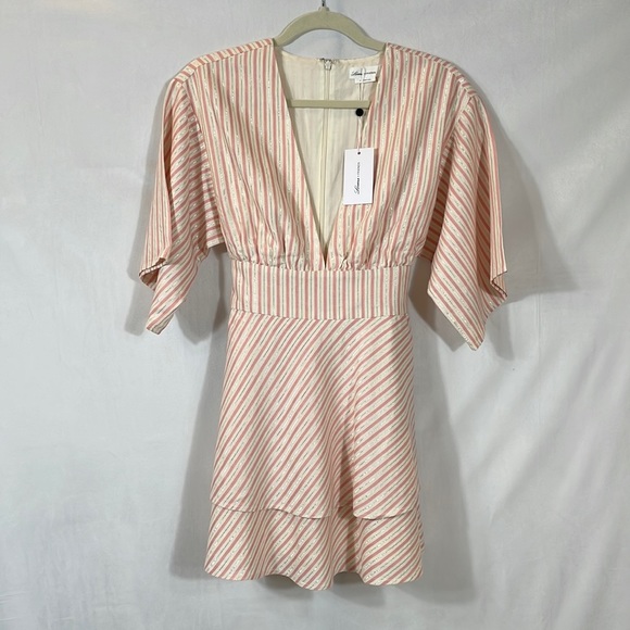 Lovers + Friends Dresses & Skirts - Lovers + Friends Dress XS Blush Pink Stripe Haven NWT Deep V Neckline